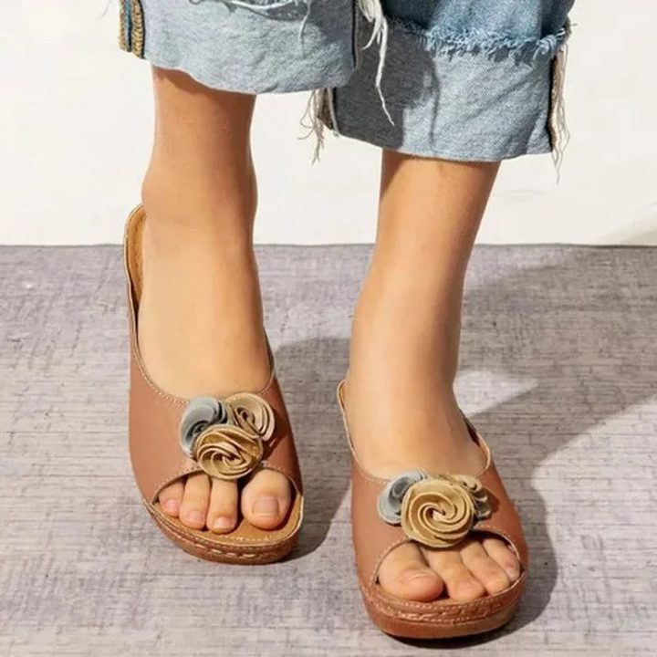 XYRIEL -  VEGAN LEATHER WEDGE SANDALS