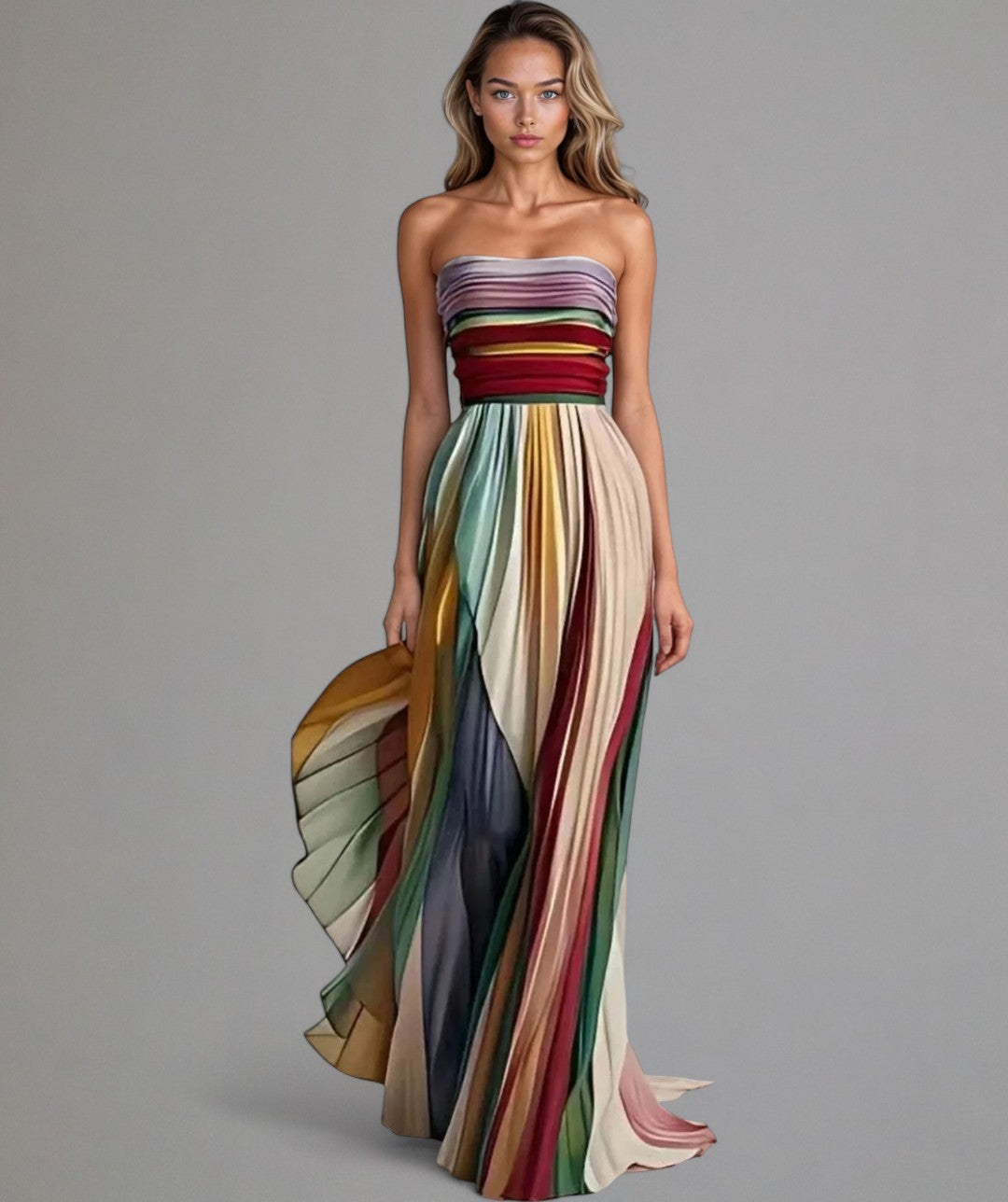EILISH - STRIPE PRINT TUBE DRESS